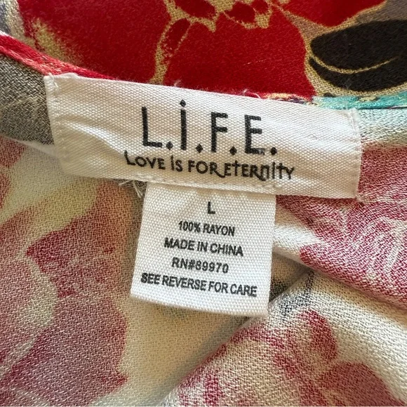 L.I.F.E. Love Is For Eternity Floral Kimono Duster Oversized L - Picture 3 of 9